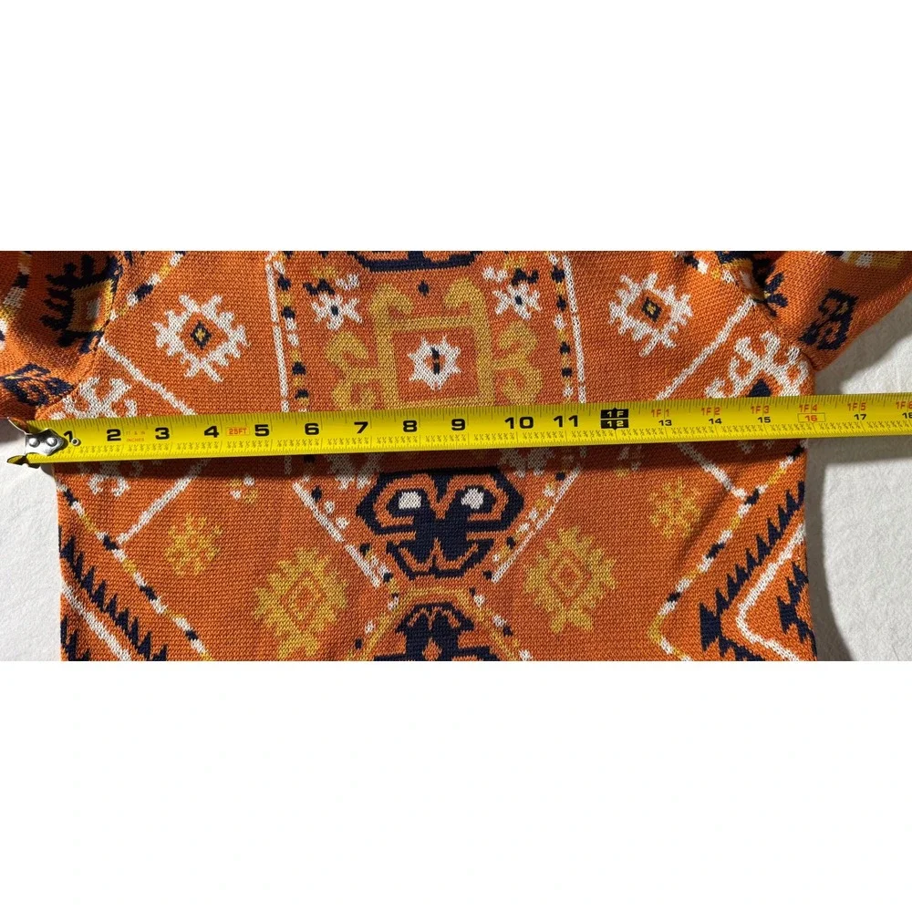 MOTHER Folksy Fringe The 3 Quarter Dress Pima Cotton Intarsia‎ Multi Size S/M